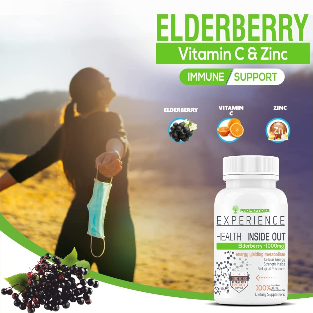 Elderberry 1000mg with Vitamin C & Zinc | Immune Support | 60 Tablets