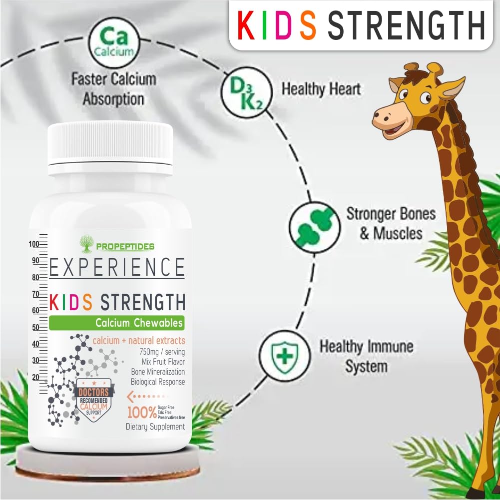 Calcium for Kids | Propeptides Calcium Chewable Tablets with Vitamin D3 | 60 Tablets