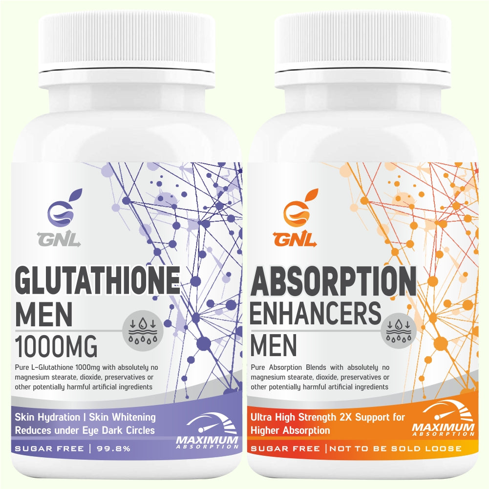 GNL Glutathione Tablets 1000mg For Men With Absorption Enhancers For Skin Whitening-60 Tablets