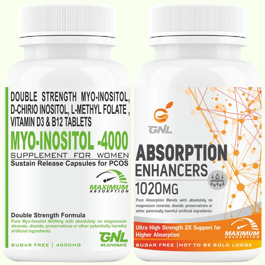 GNL PCOS Supplements For Women With 40:1 Ratio Myo-Inositol, D-Chiro-Inositol 60 Sugar-Free Capsule