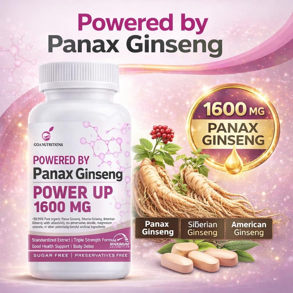 Goa Nutritions Korean Red Ginseng Powder 60 Veg Tablets