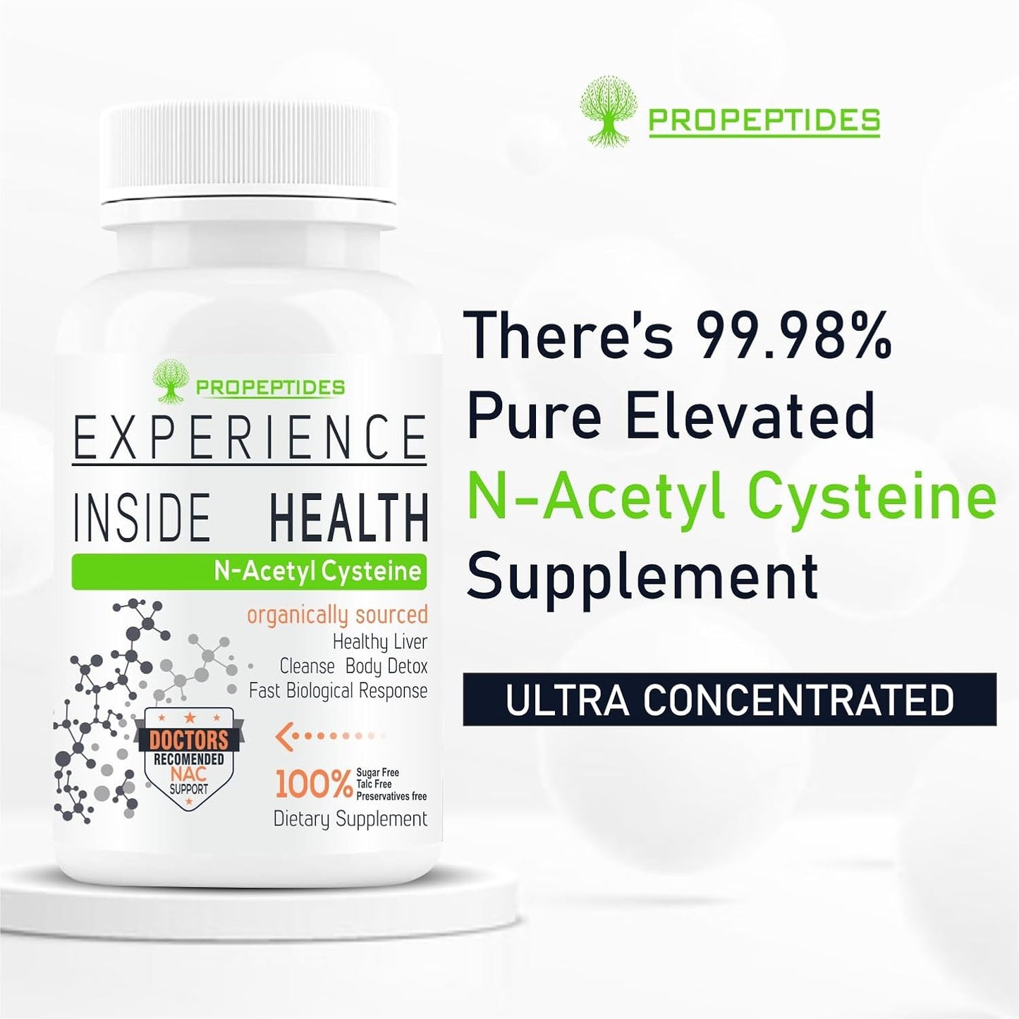 Propeptides NAC Supplement 600mg | 99.98% N Acetyl L Cysteine | Glutathione Precursor for Antioxidant & Lung Support | Acetylcysteine 60 Tablets