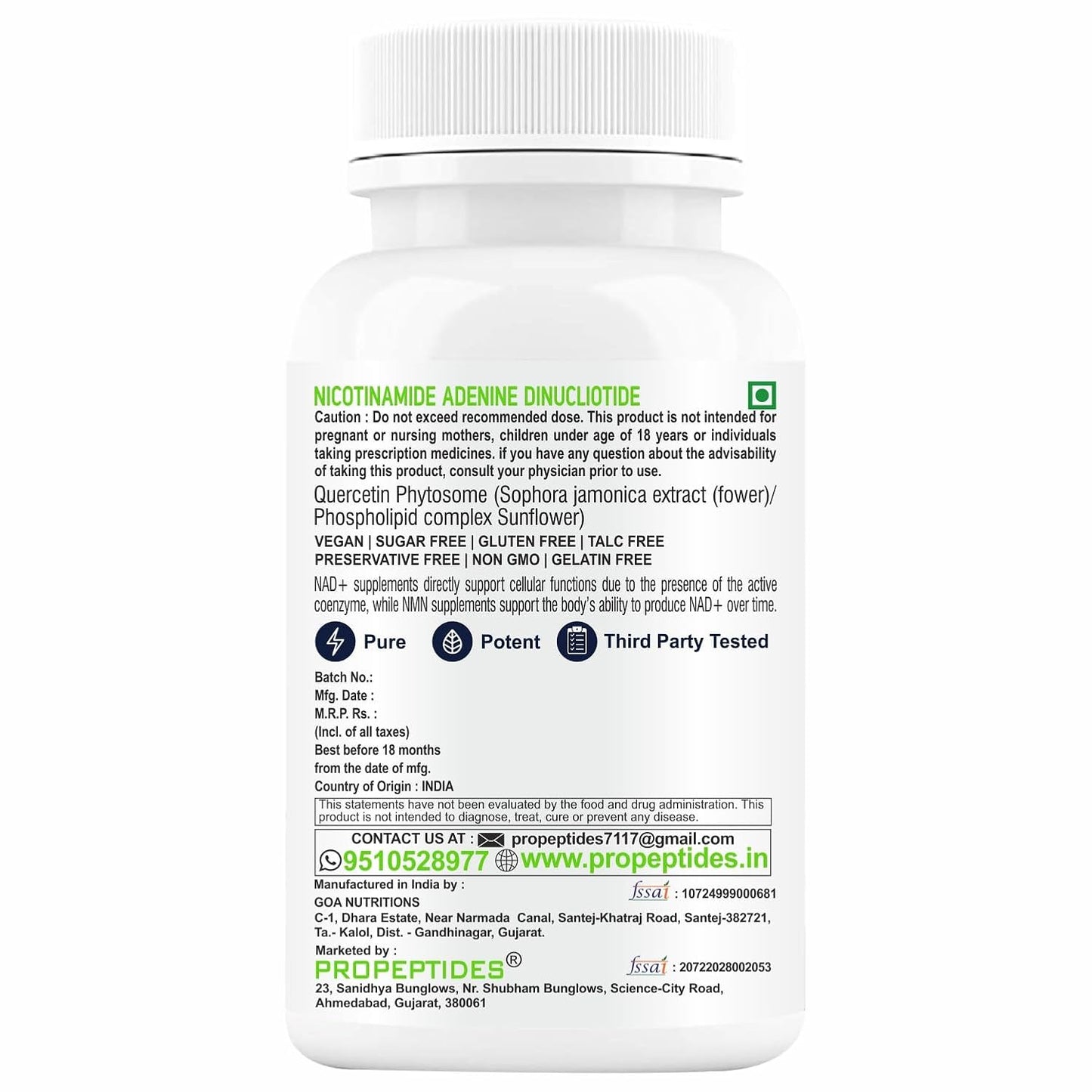 Propeptides NMN Supplements Alternative (Liposomal NAD+ 1000mg/Serving) Beta Nicotinamide Adenine Dinucleotide, Resveratrol, Quercetin, 98%+ Highly Purified and Bioavailable-60 Tablets (60)