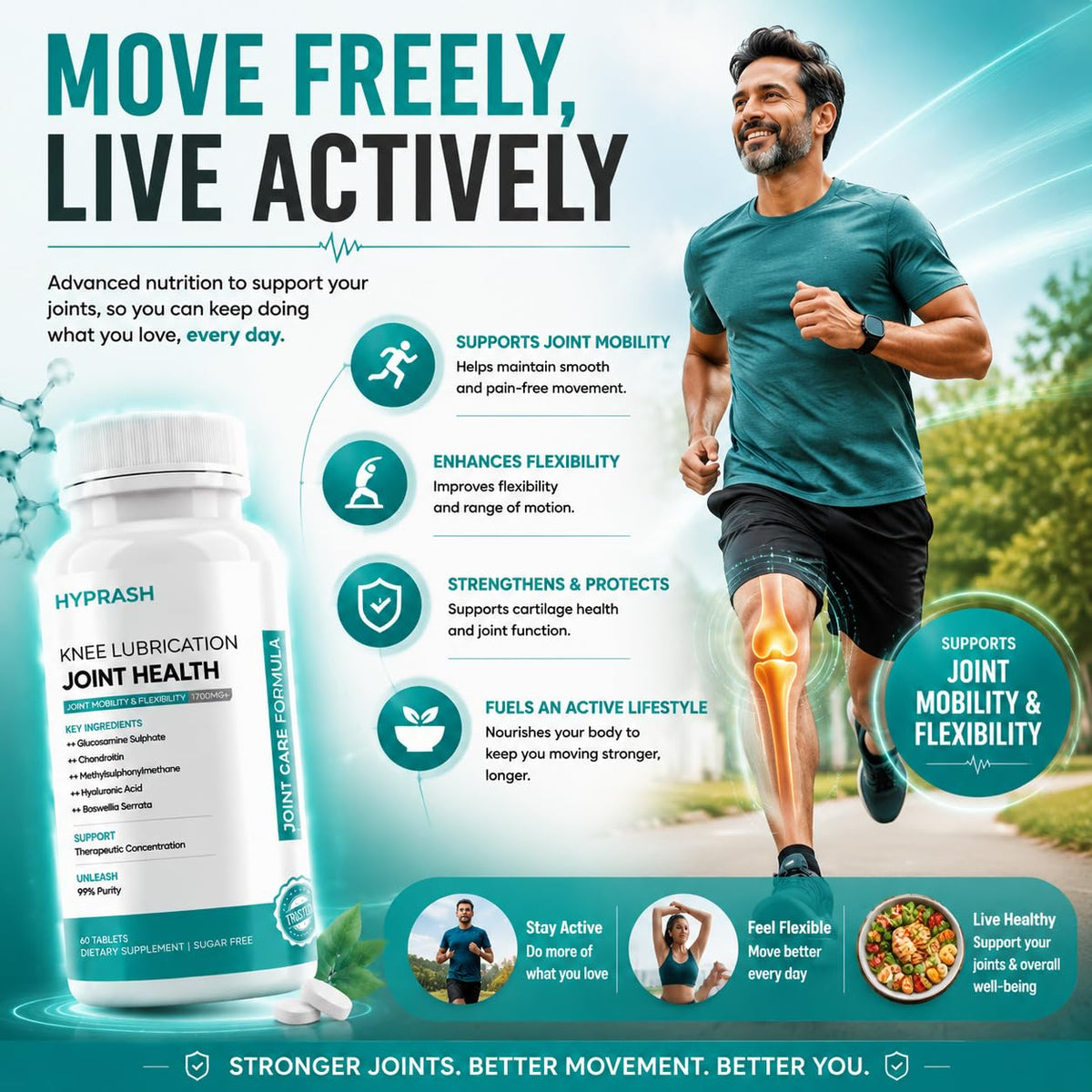 HYPRASH Glucosamine Chondroitin MSM Tablets for Joint Support