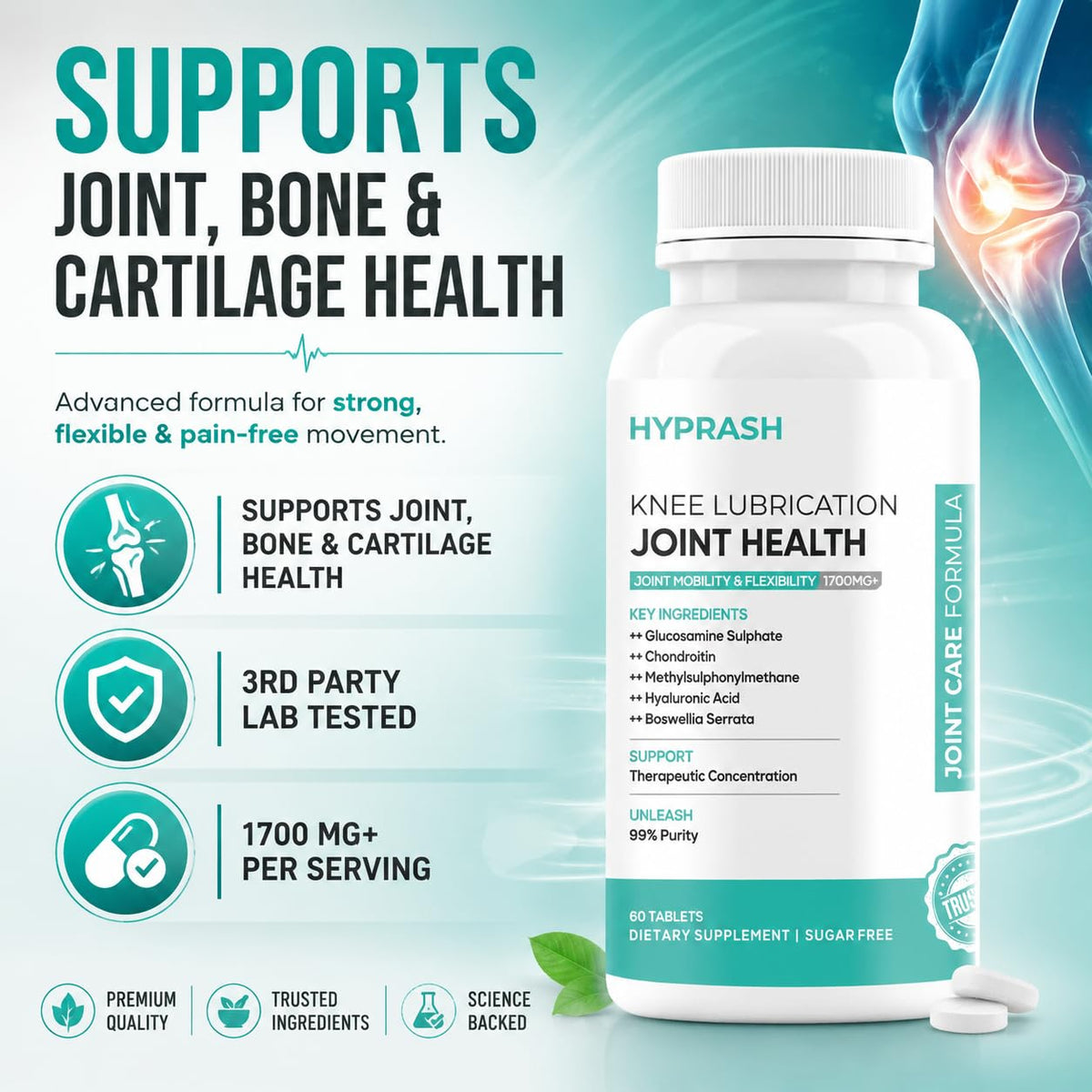 HYPRASH Glucosamine Chondroitin MSM Tablets for Joint Support