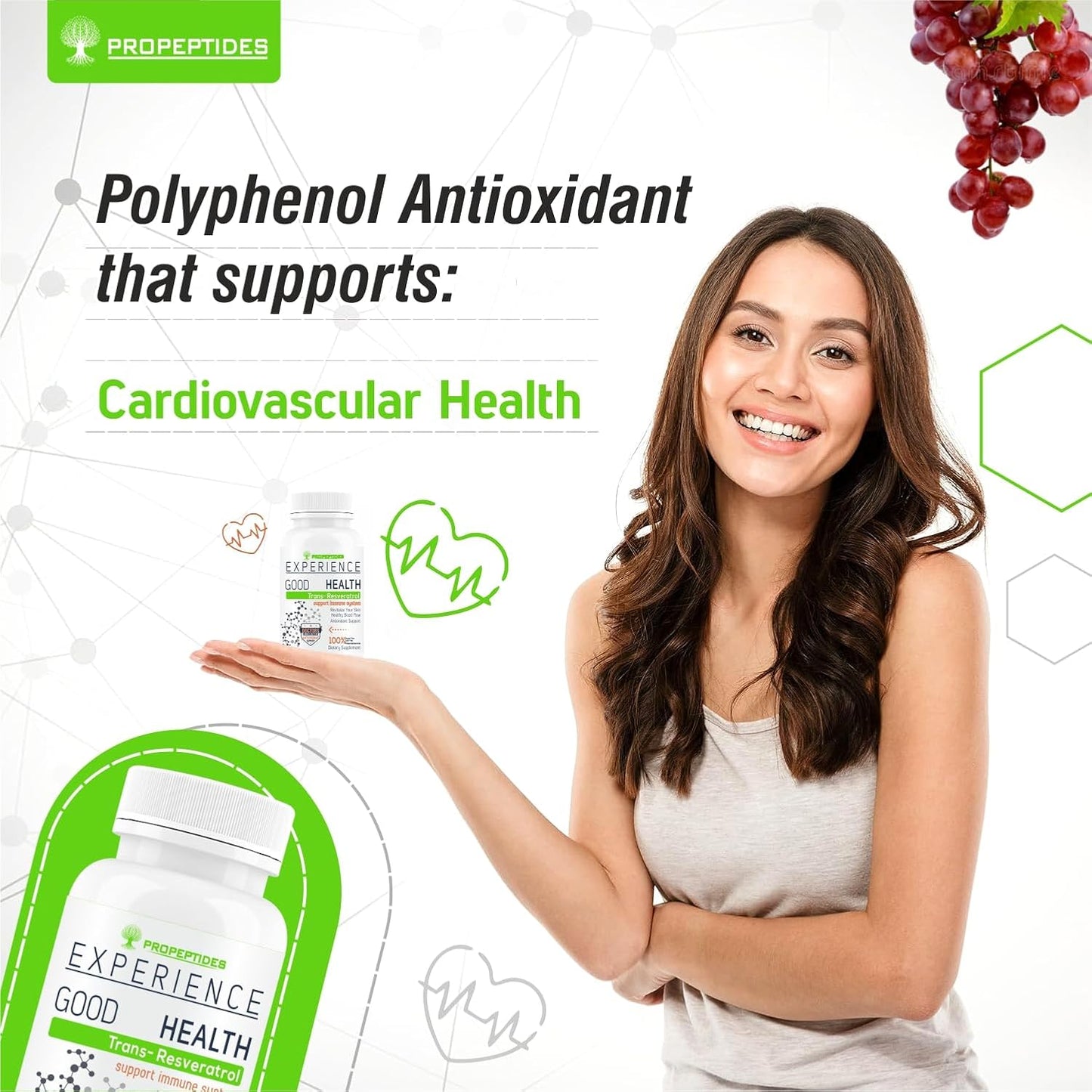 Resveratrol Supplements Trans 500 mg With Grape Seed Extract, Quercetin Powder, Pomegranate, Improves Metabolism And Heart Health Care Supplement- 60 Tablets (No Capsules Pack1)