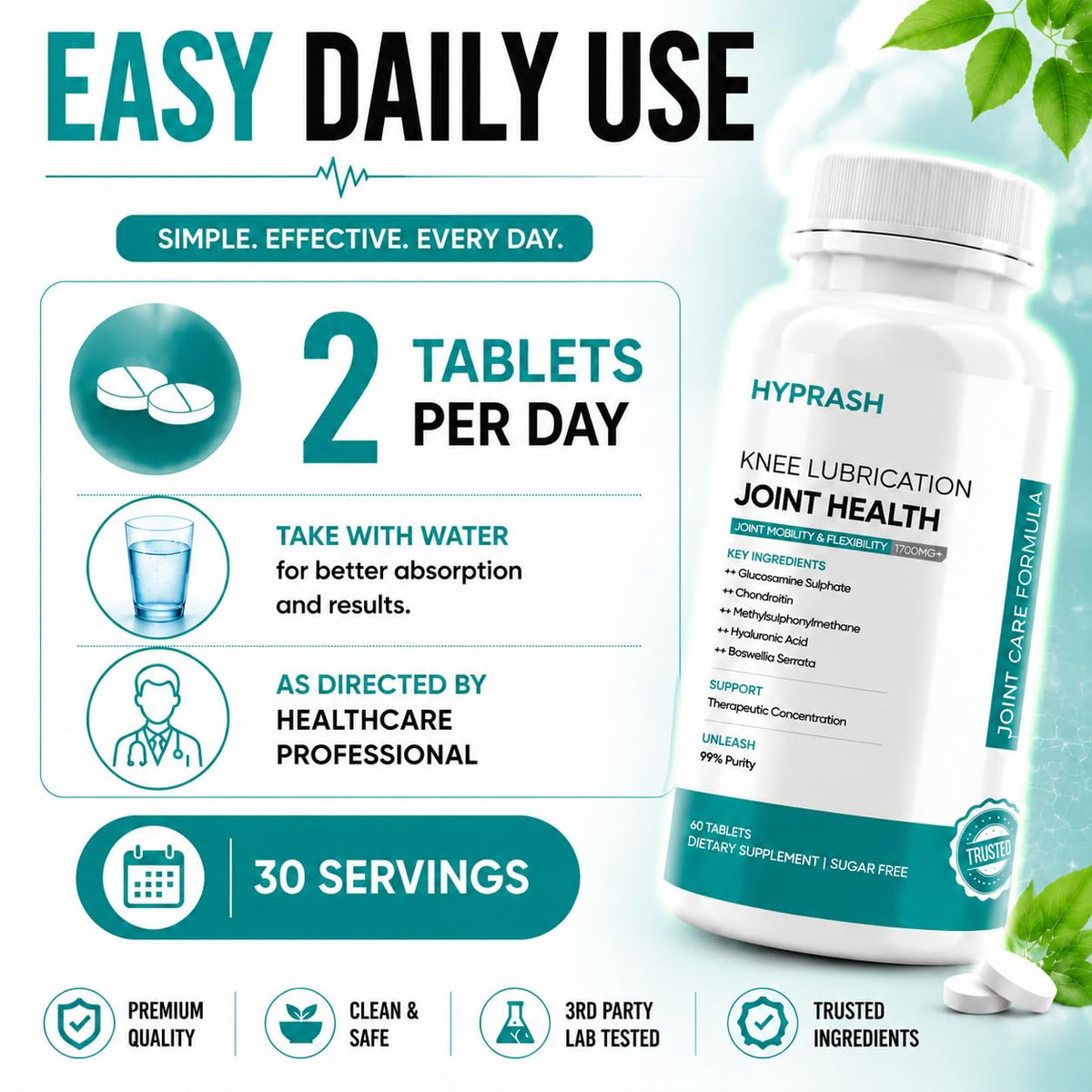 HYPRASH Glucosamine Chondroitin MSM Tablets for Joint Support
