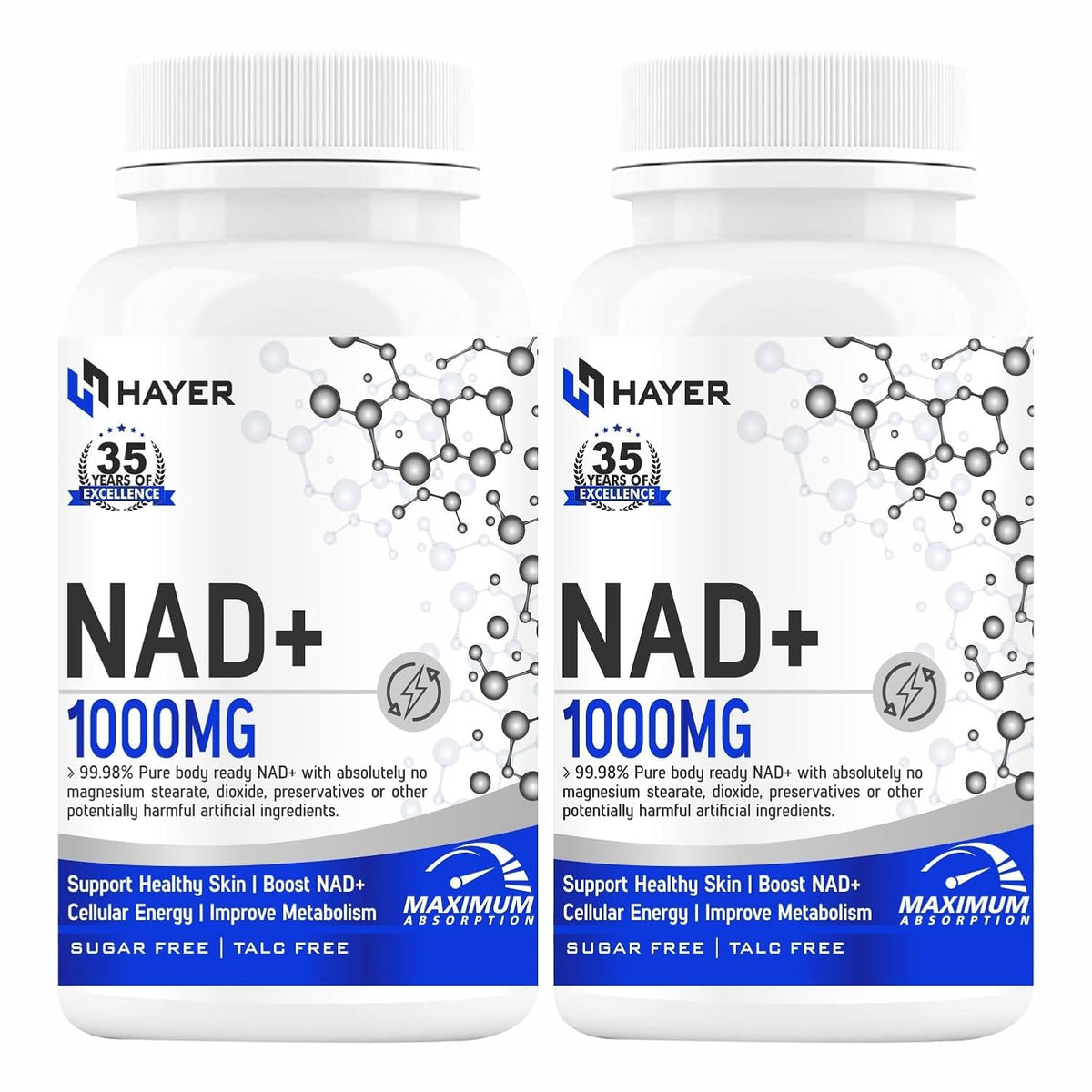 HAYER NAD+ 1000mg with Trans Resveratrol & Quercetin 120 NAD Tablets