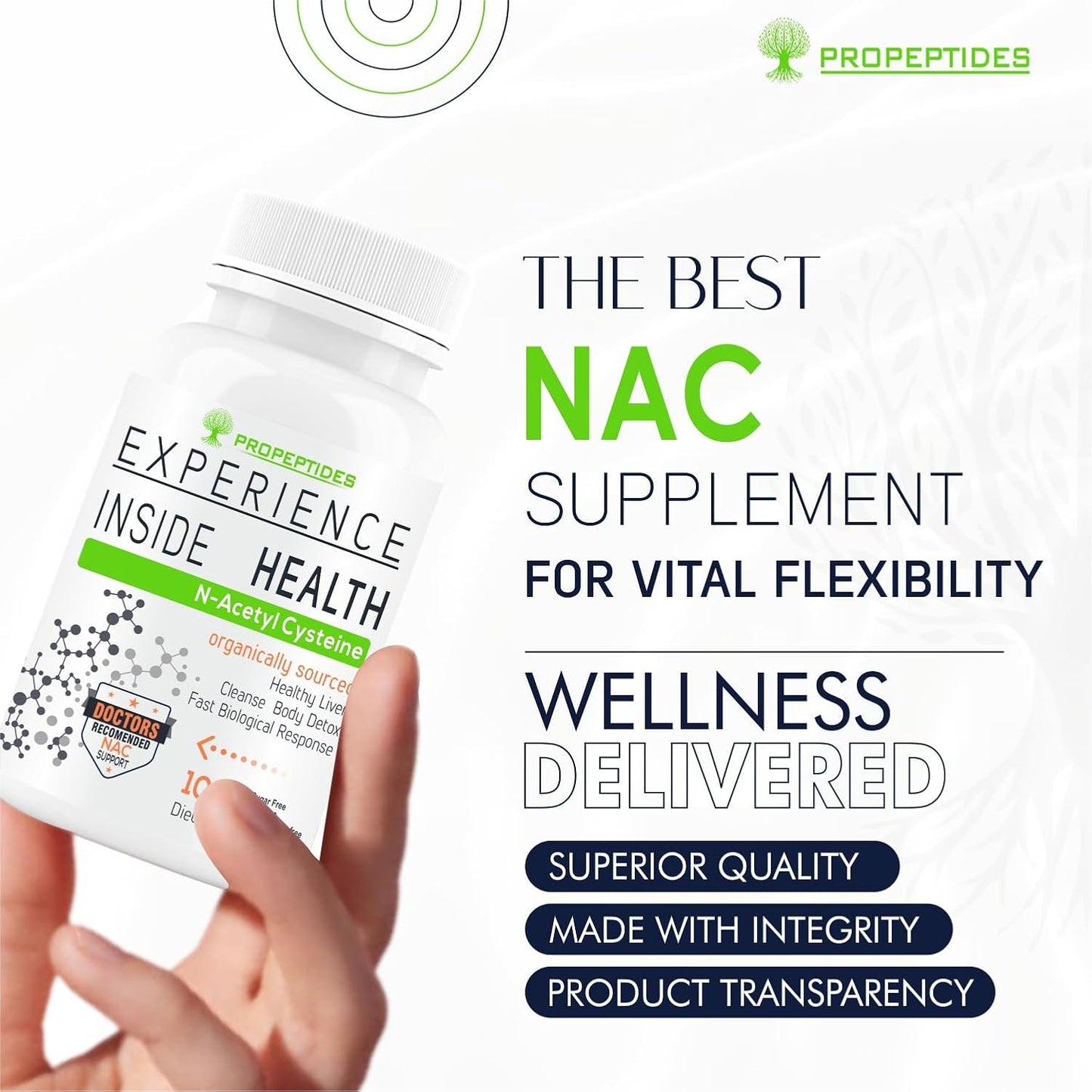Propeptides NAC Supplement 600mg | 99.98% N Acetyl L Cysteine | Glutathione Precursor for Antioxidant & Lung Support | Acetylcysteine 60 Tablets