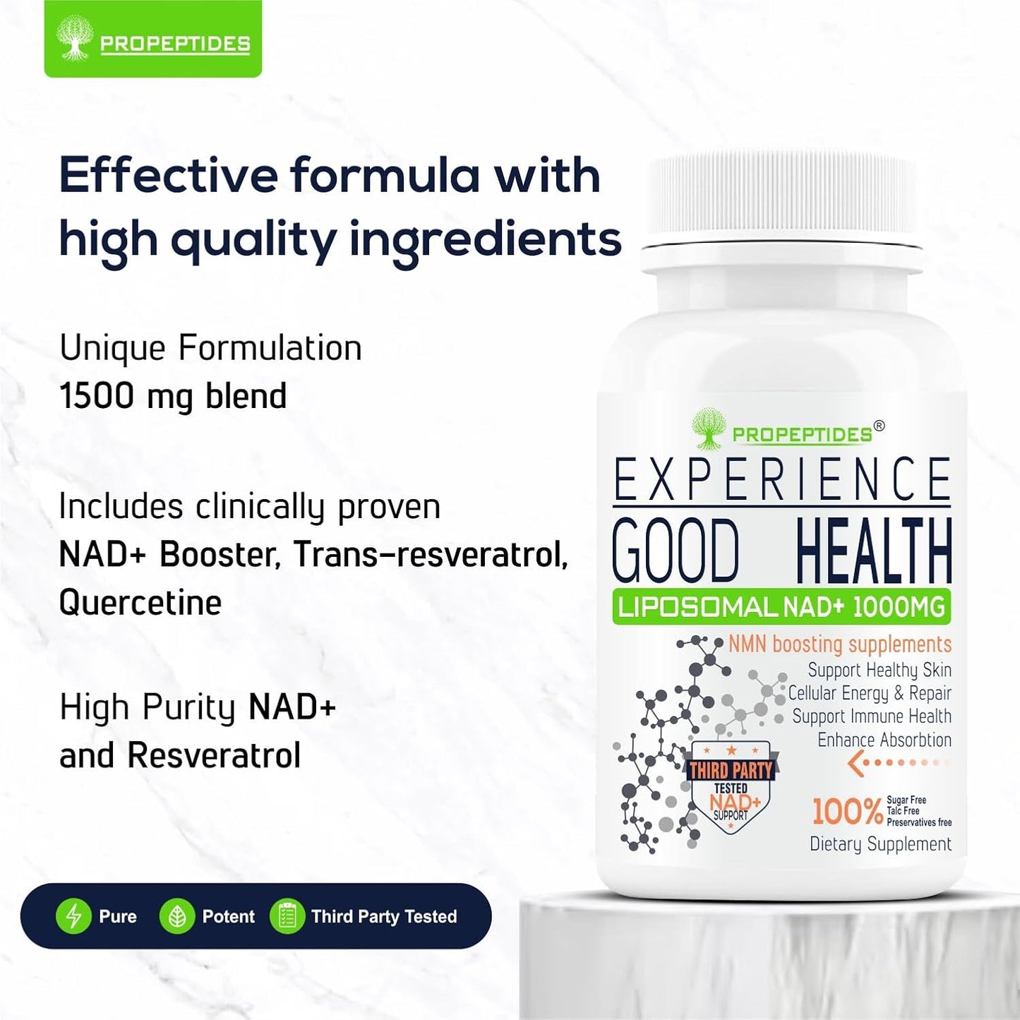 NAD+ Booster (NMN Alternative) - ((ACTIVE per COA)) 1000mg with Trans Resveratrol & Quercetin | Antioxidant & Healthy Aging Support, 30 Tablets