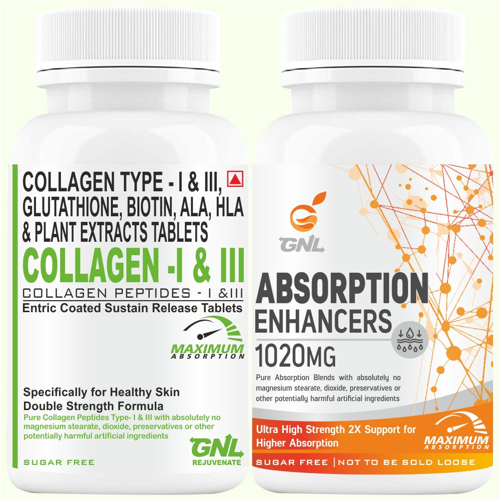 GNL Hydrolyzed Collagen Peptides Type 1 And 3 For Men, Women -60 Tablets