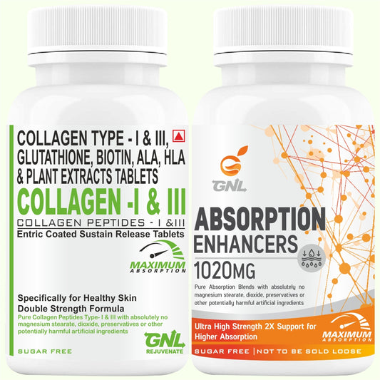 GNL Hydrolyzed Collagen Peptides Type 1 And 3 For Men, Women -60 Tablets