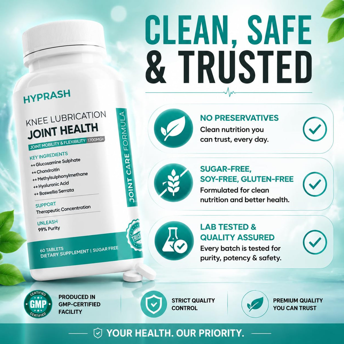 HYPRASH Glucosamine Chondroitin MSM Tablets for Joint Support