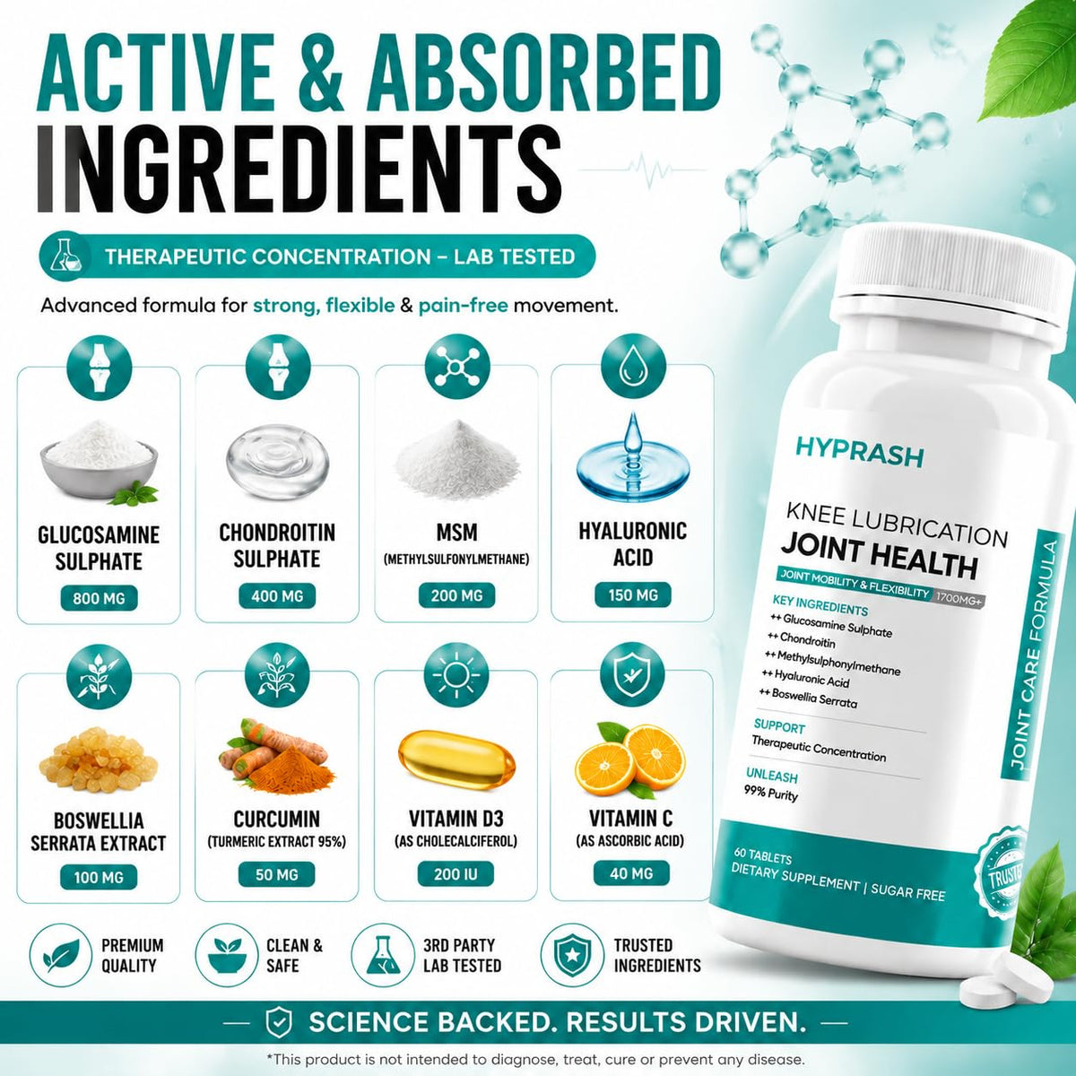 HYPRASH Glucosamine Chondroitin MSM Tablets for Joint Support