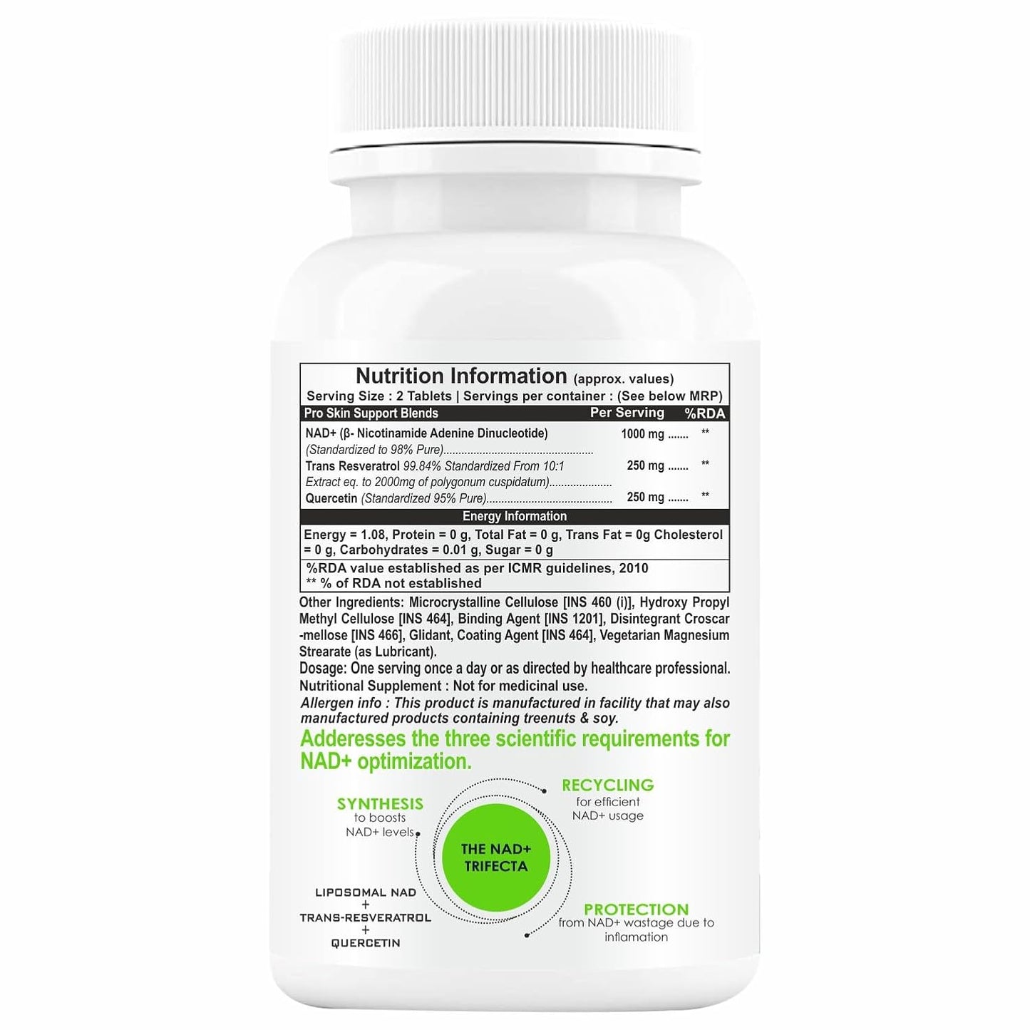 Propeptides NMN Supplements Alternative (Liposomal NAD+ 1000mg/Serving) Beta Nicotinamide Adenine Dinucleotide, Resveratrol, Quercetin, 98%+ Highly Purified and Bioavailable-60 Tablets (60)
