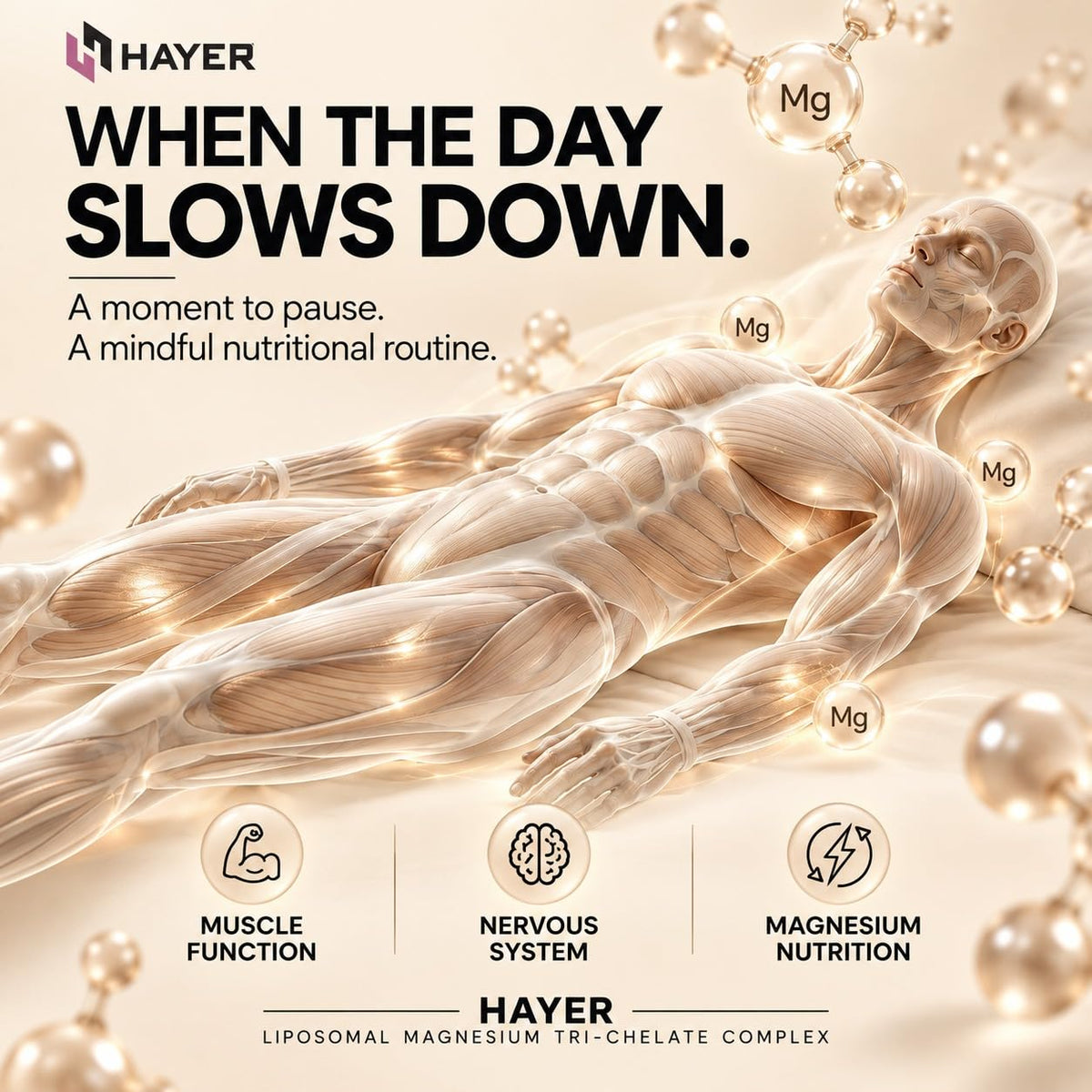 HAYER Liposomal Magnesium Glycinate Tri-Chelate (Bisglycinate, Malate & Taurate) 60 Veg Tablets