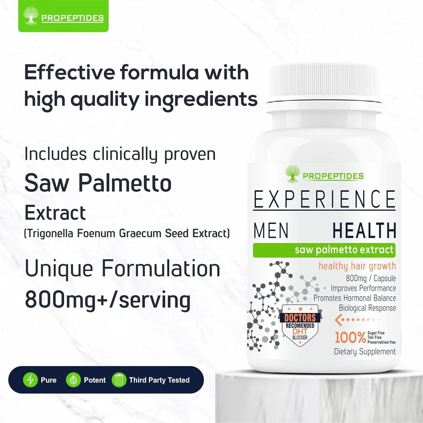 Saw Palmetto 800mg for Men with Piperine (98% Extract) — Prostate Health & Natural DHT Blocker Supplement, Supports Urinary Function & Hair, Berry Extract, 60 Tablets