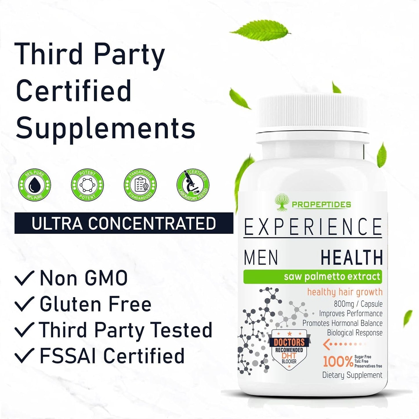 Saw Palmetto 800mg for Men with Piperine (98% Extract) — Prostate Health & Natural DHT Blocker Supplement, Supports Urinary Function & Hair, Berry Extract, 60 Tablets