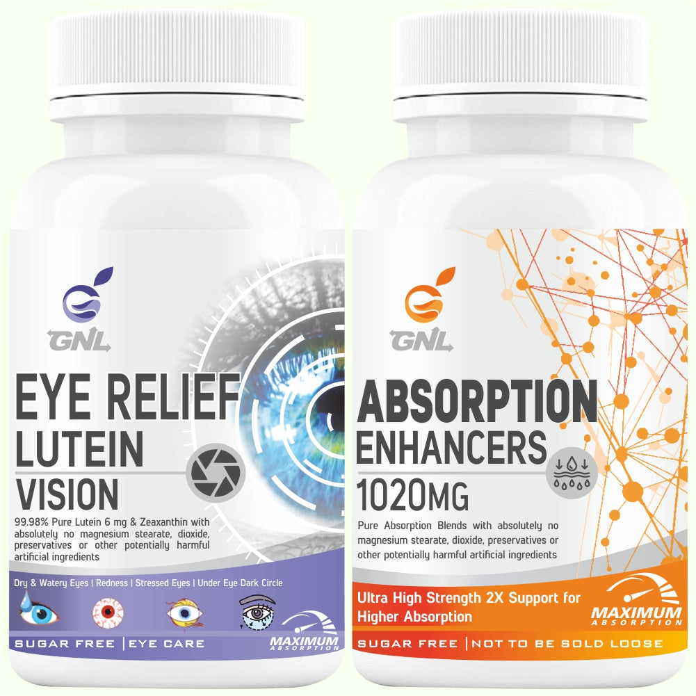 GNL Eye Supplements With Lutein, Zeaxanthin To Support Reducing Dryness, Stress, Itchy, UV Light, And Redness In Eyes - 60 Tablets