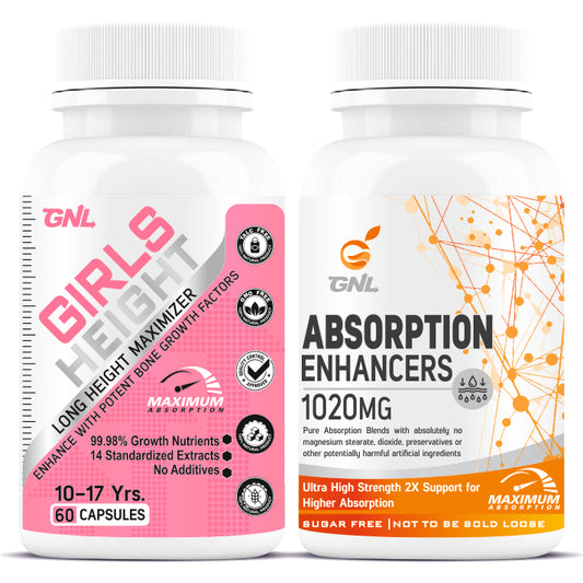 GNL Height Increase Medicine For Girls, With Growth Support Supplements To Promote Strong Bones, And High Muscle Mass -60 Tablets