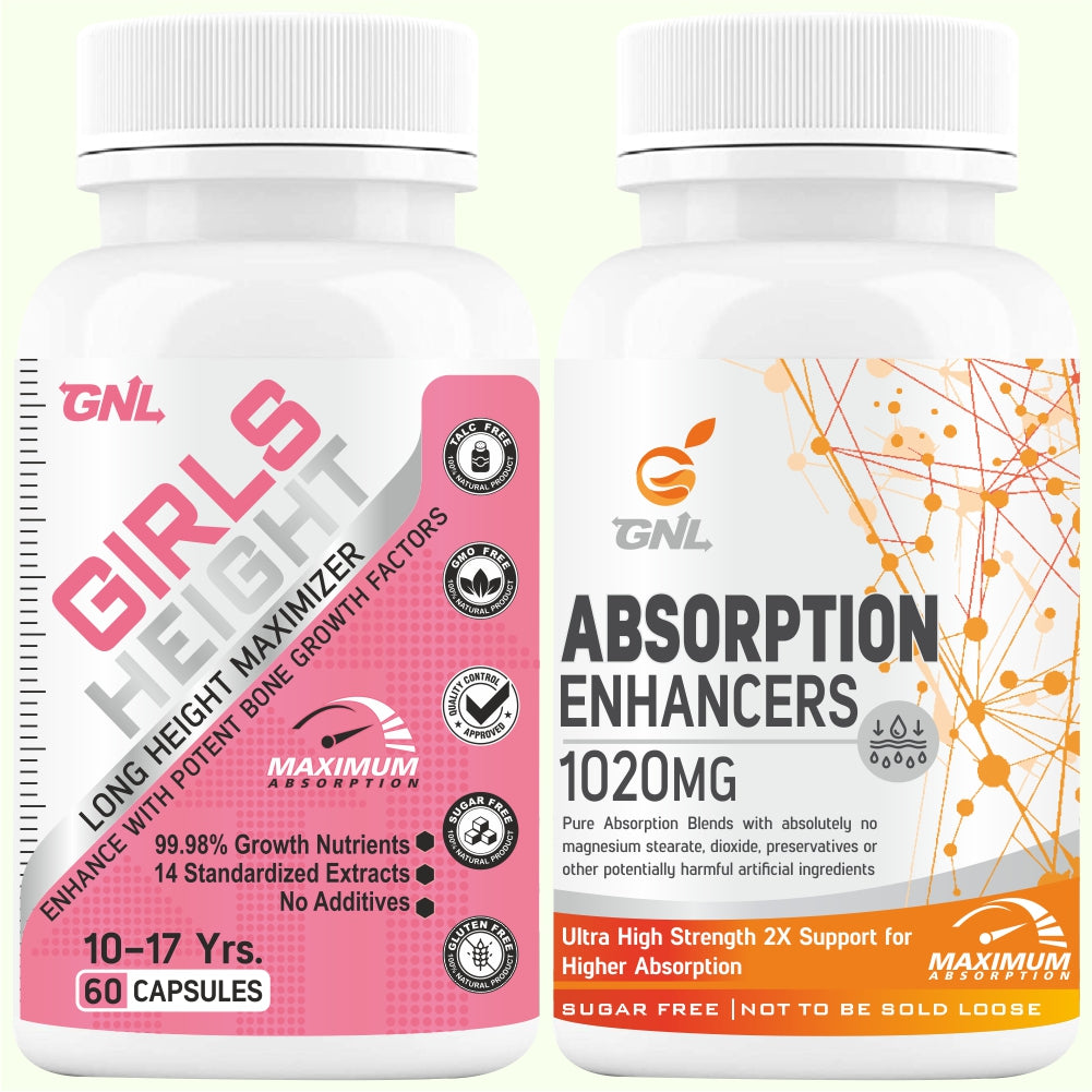 GNL Height Increase Medicine For Girls, With Growth Support Supplements To Promote Strong Bones, And High Muscle Mass -60 Tablets