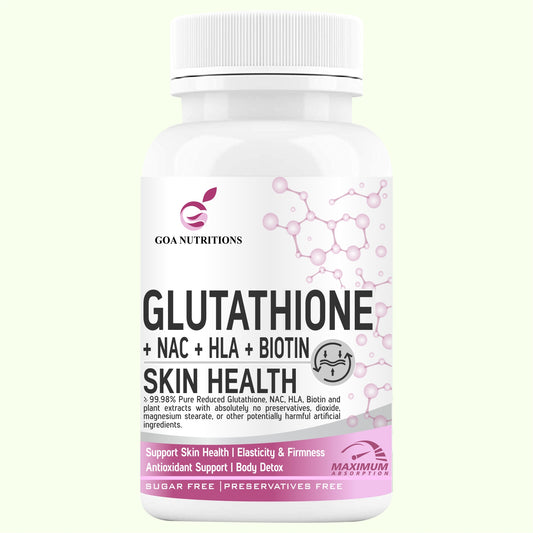 GOA NUTRITIONS Glutathione Tablets 1000mg For Skin, Face, and Hair For Men & Women 60 Tablet