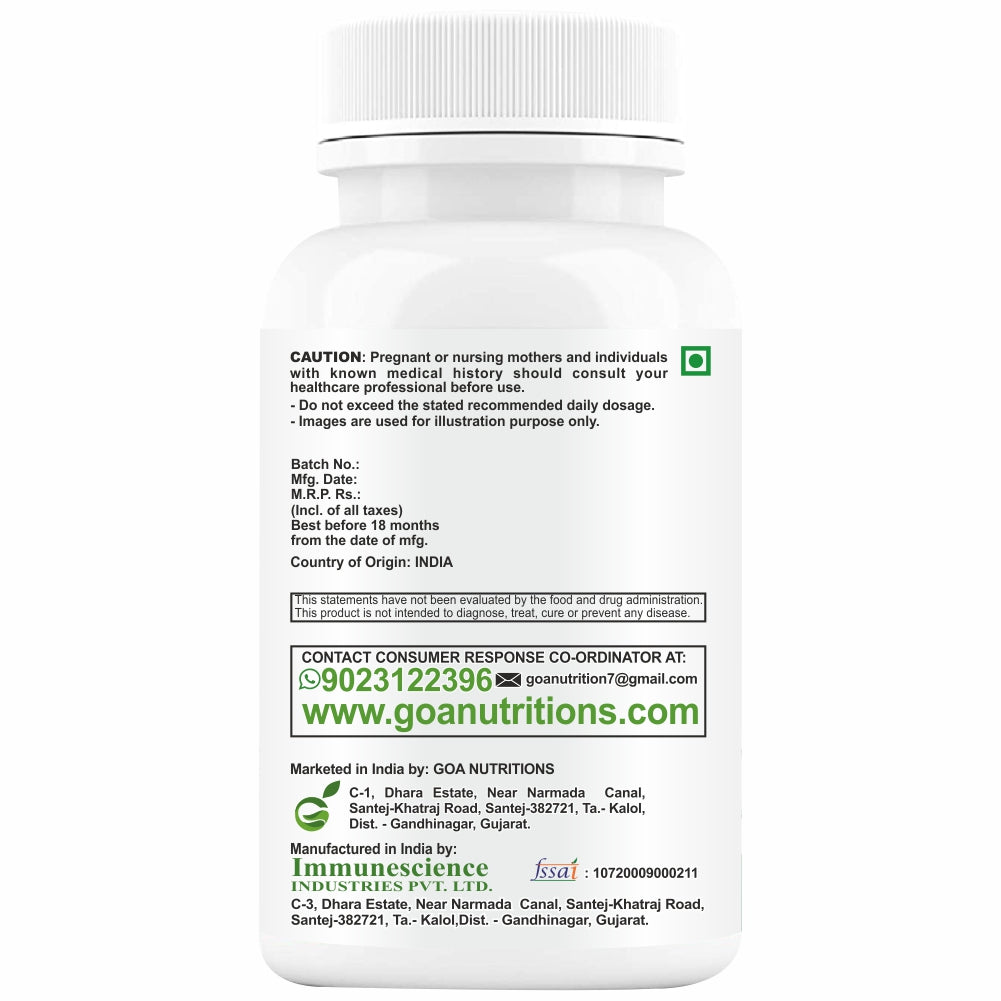 GOA NUTRITIONS R-Alpha Lipoic Acid 600mg, Glutathione, Vitamin B12, Hyaluronic Acid 60 Tablet