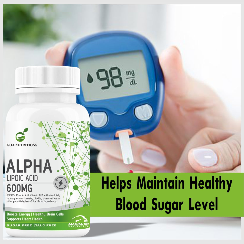 GOA NUTRITIONS R-Alpha Lipoic Acid 600mg, Glutathione, Vitamin B12, Hyaluronic Acid 60 Tablet
