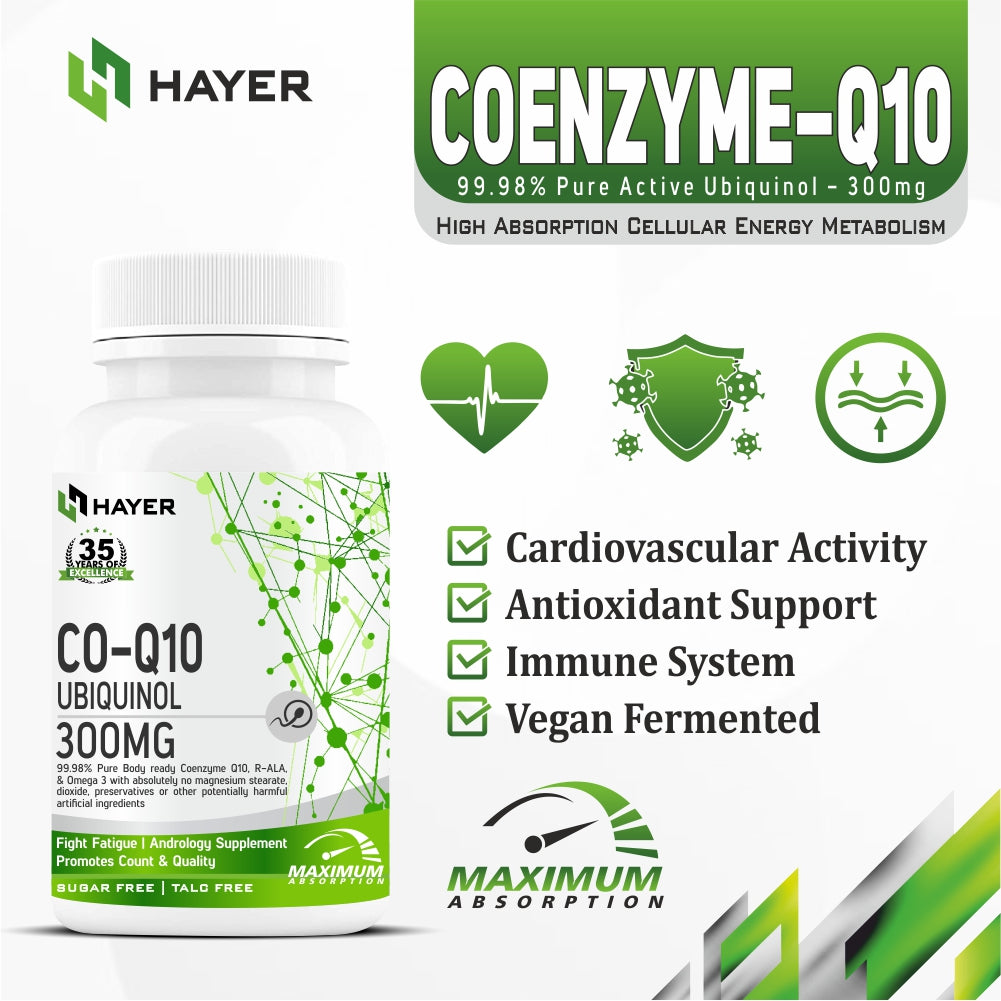 HAYER Ubiquinol Coq10 Supplement 300mg High Absorption, Antioxidant To Support Good Heart Health-90 Coenzyme q10 Tablet