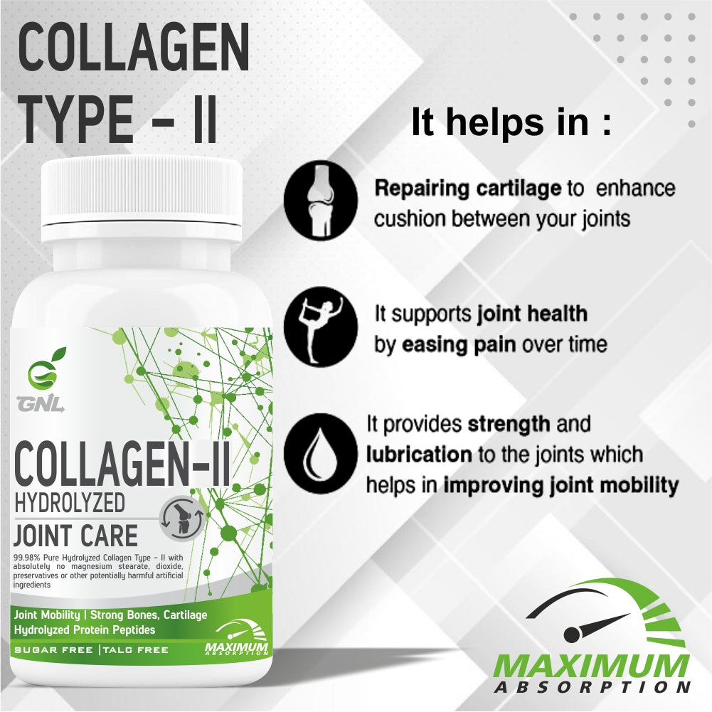 GNL Collagen Type 2 Supplements With Hydrolyzed Protein Collagen Peptides 60 Tablets