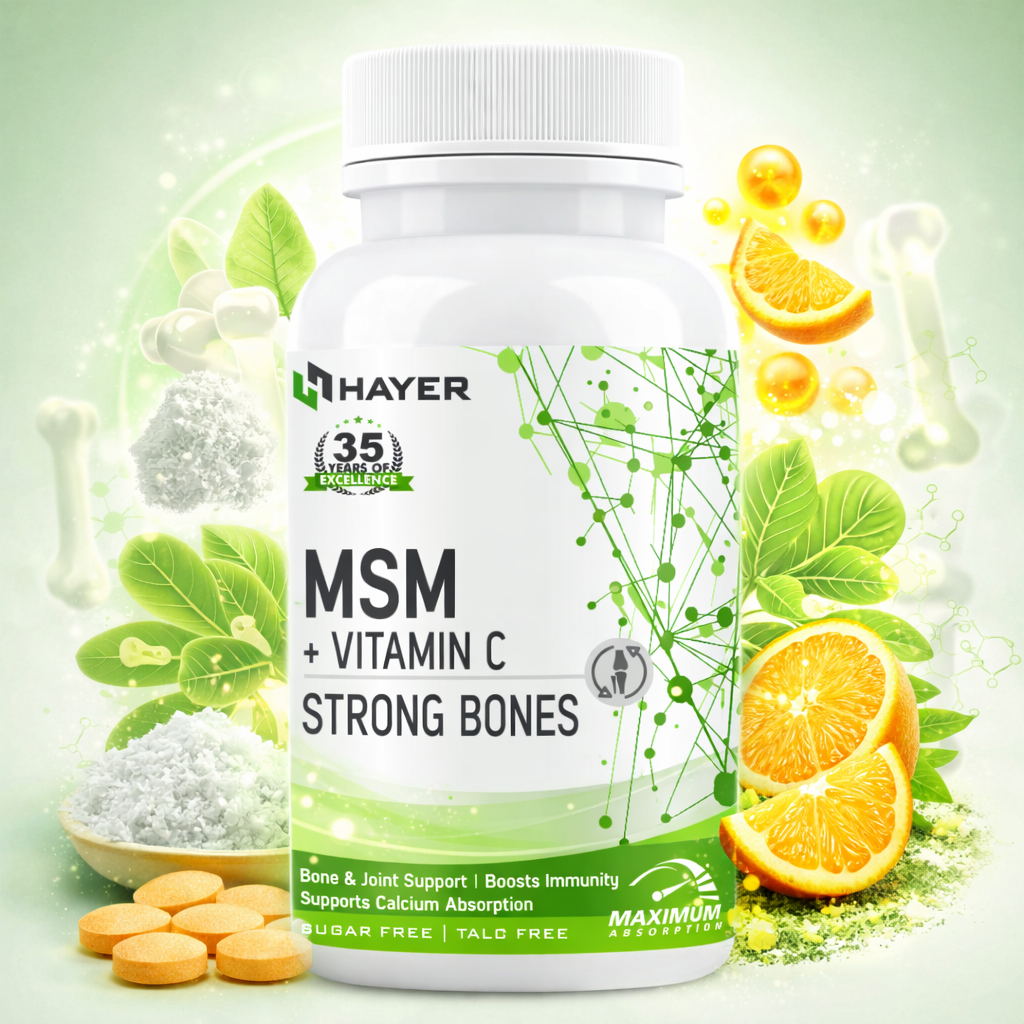 HAYER MSM (Methyl Sulfonyl Methane) Powder Supplements, Joint Support Supplement-60 Tablets