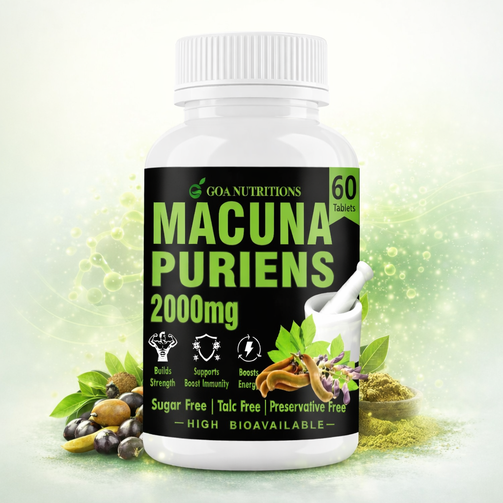 GOA NUTRITIONS Mucuna Pruriens Tablets Kapikachhu Extract 2000 mg (20% L-Dopa) To Support As Energy Booster -60 (Pack 1)