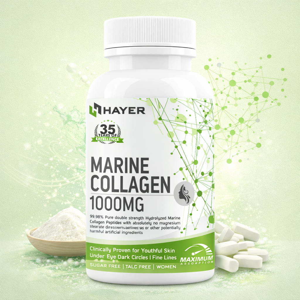 HAYER Marine Collagen Supplements For Women, For Skin Glow & Beauty Gluten & Sugar Free-60 Tablets