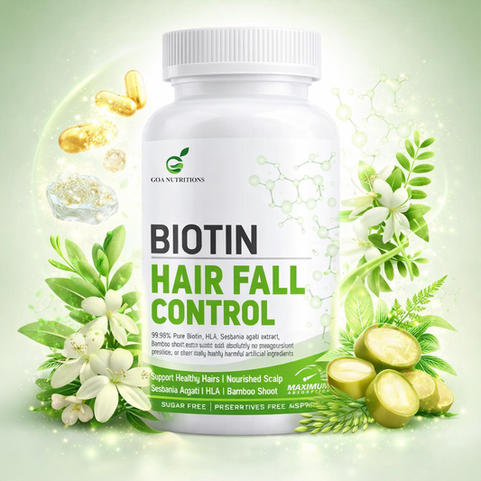 GOA NUTRITIONS Biotin Tablets for Hair Growth with Vitamins E C Sesbania 10000mcg - 60 Tablets