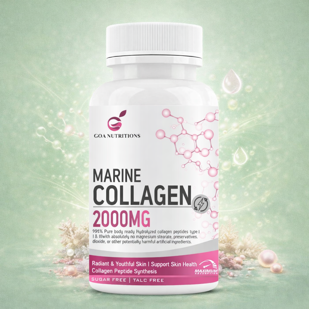 GOA NUTRITIONS Marine Collagen Powder for Skin, Hair Supplement for Men, Women - 60 Tablets