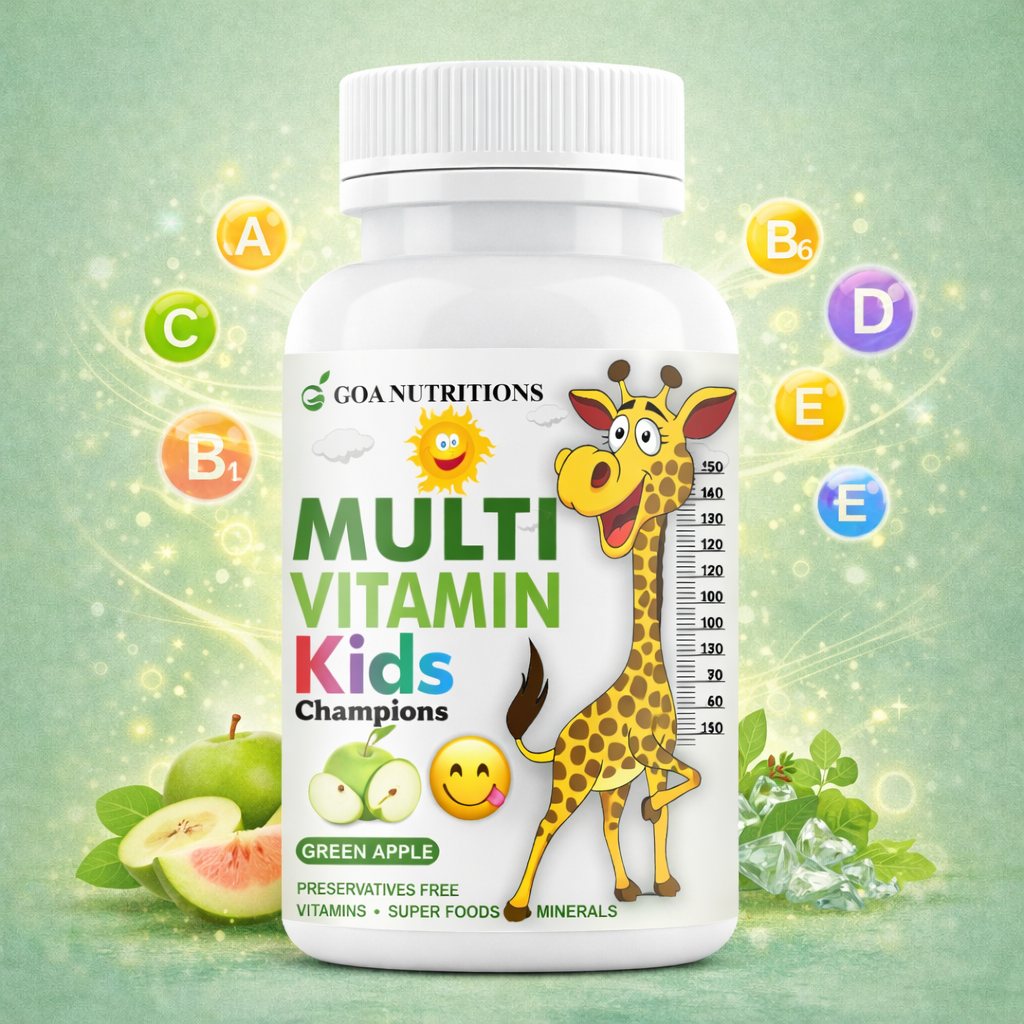 GOA NUTRITIONS Multivitamin For Kids Green Apple Flavour 60 Chewable Tablets
