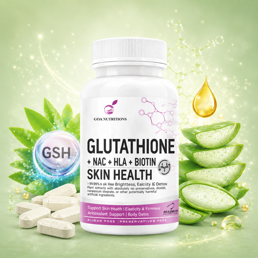 GOA NUTRITIONS Glutathione Tablets 1000mg Skin Whitening for Men & Women 60 Tablet