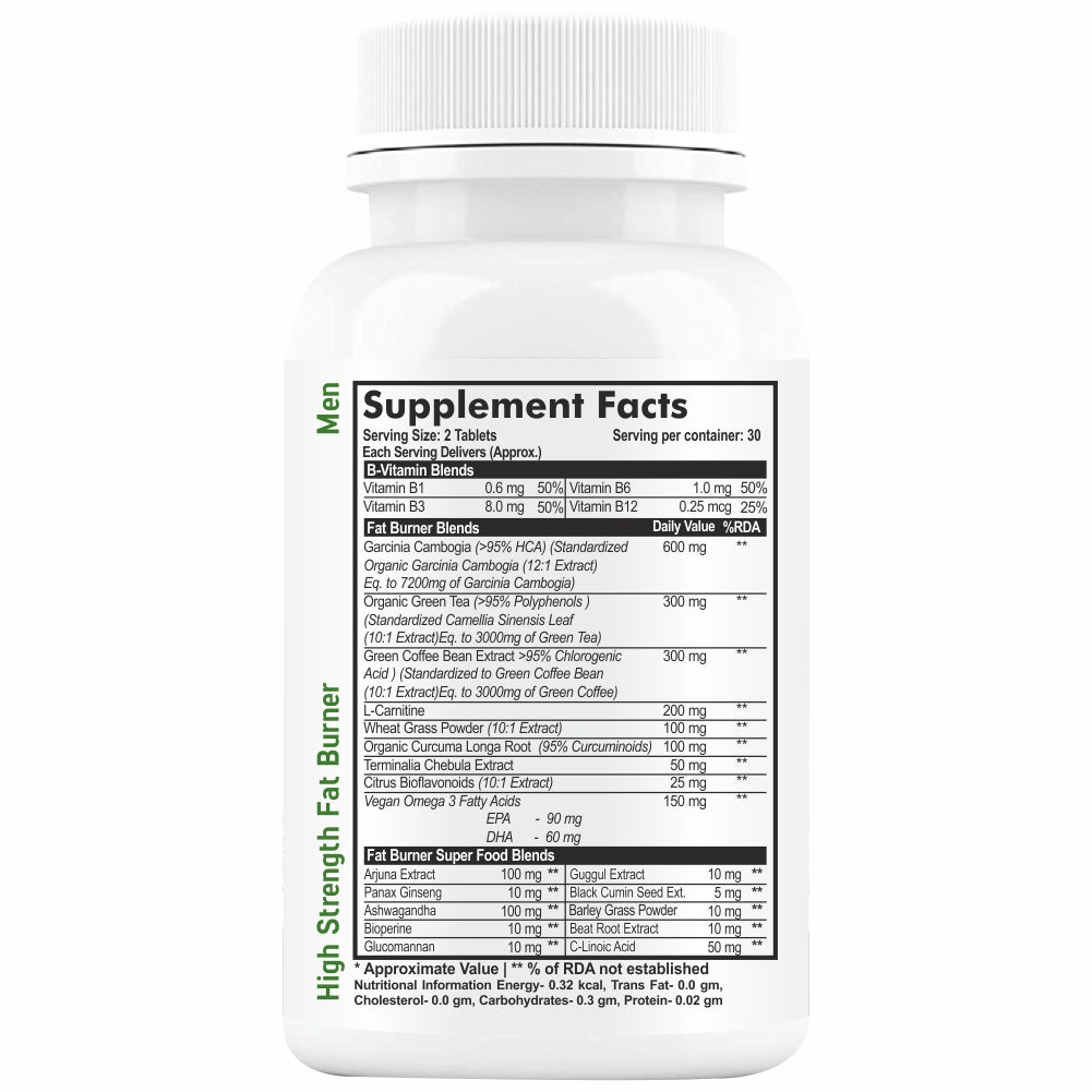 Fat Burners with Natural Supplements for Men, Belly Weight-Loss Supplement - 60 Tablets