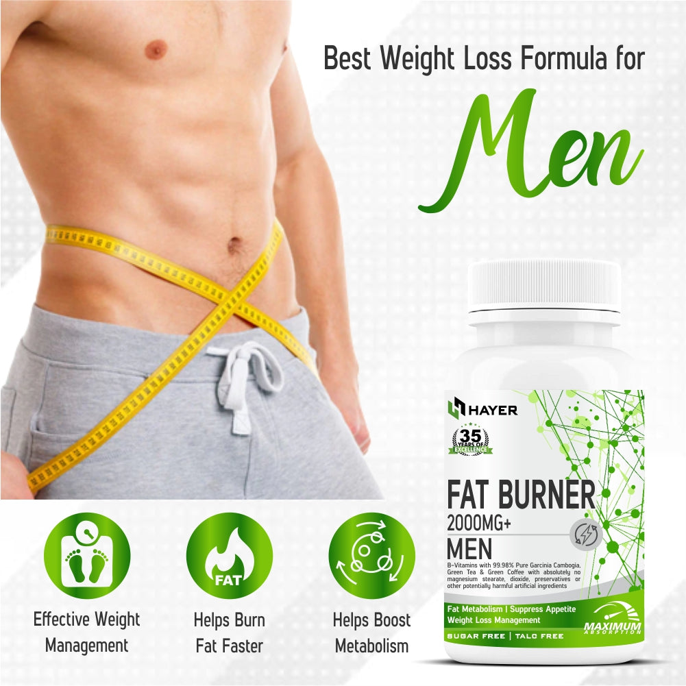 Fat Burners with Natural Supplements for Men, Belly Weight-Loss Supplement - 60 Tablets