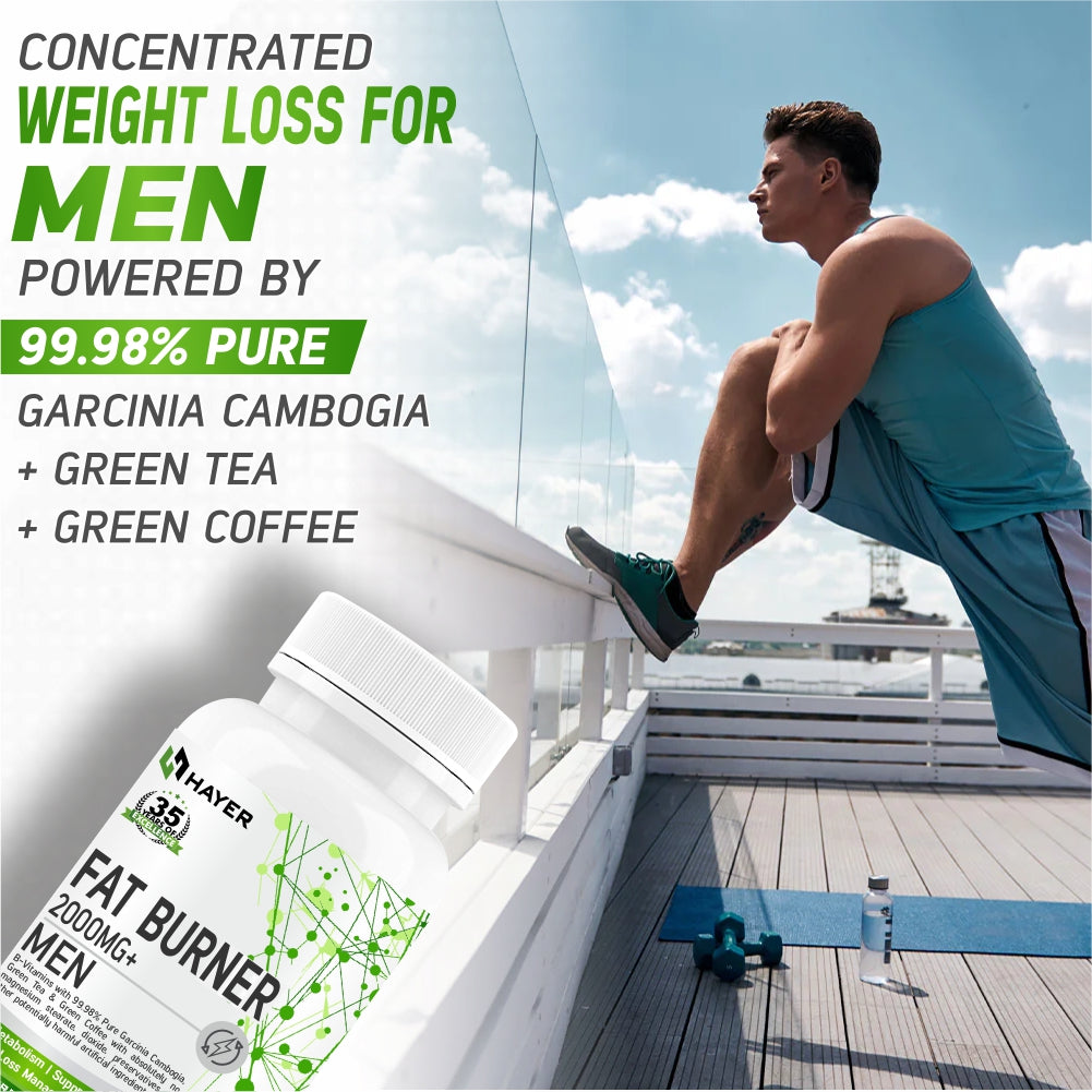 Fat Burners with Natural Supplements for Men, Belly Weight-Loss Supplement - 60 Tablets