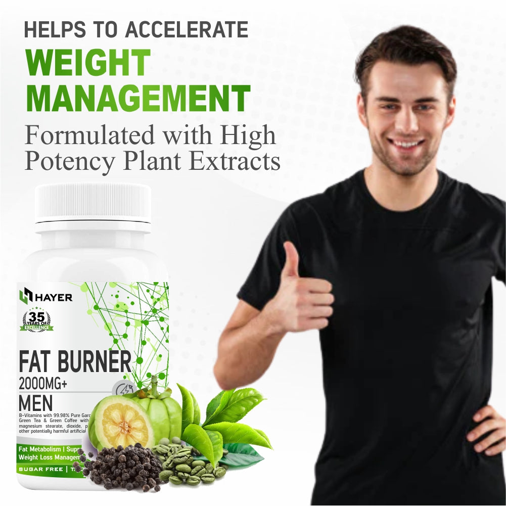 Fat Burners with Natural Supplements for Men, Belly Weight-Loss Supplement - 60 Tablets
