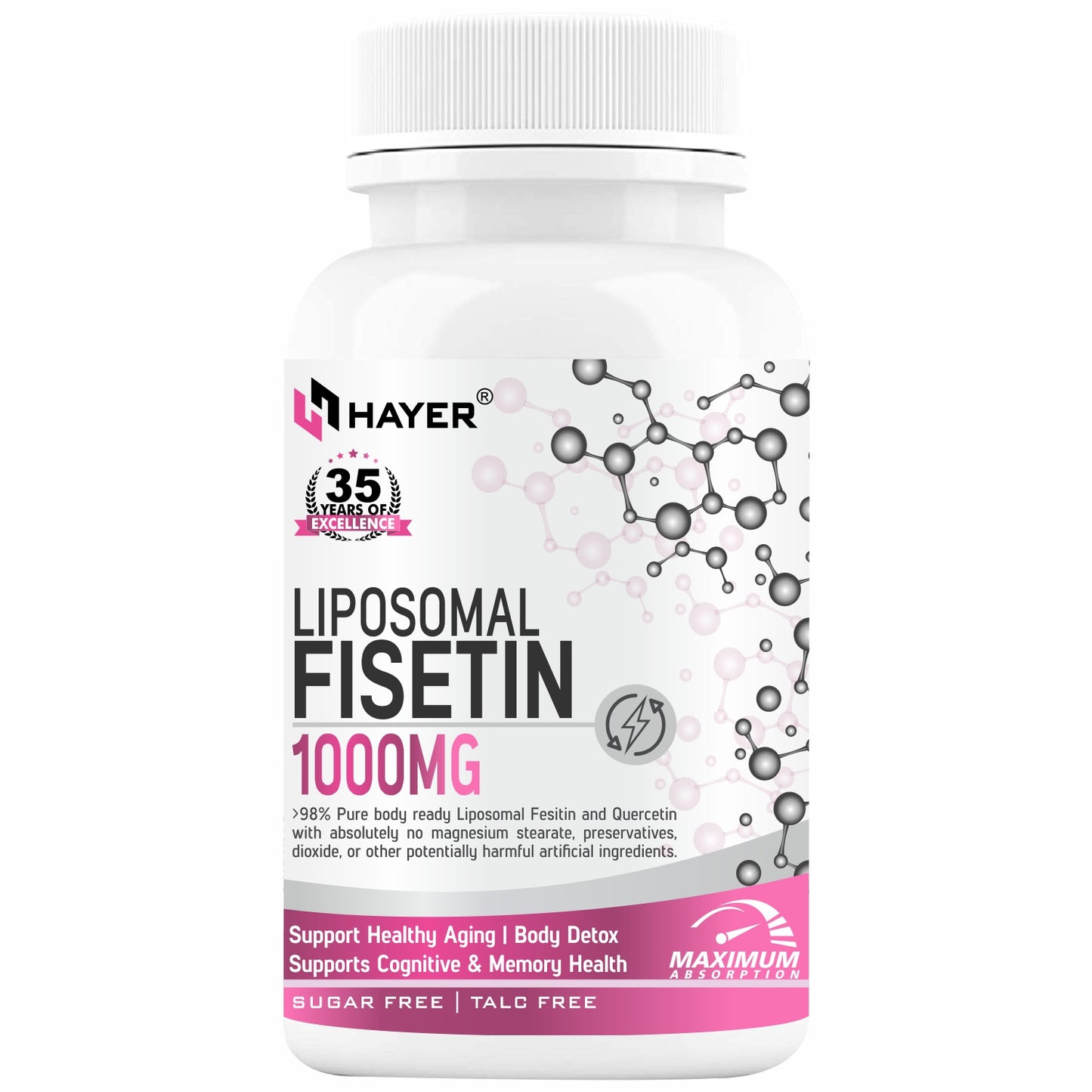 HAYER Liposomal Fisetin Supplement 1200mg With Quercetin, 30 Tablets