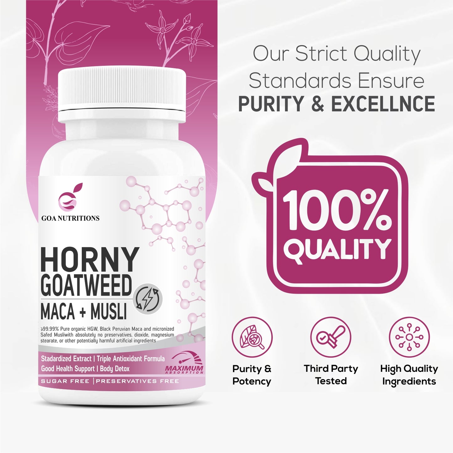Goa Nutritions Horny Goat Weed with Maca Root Powder Extract 120 Tablets