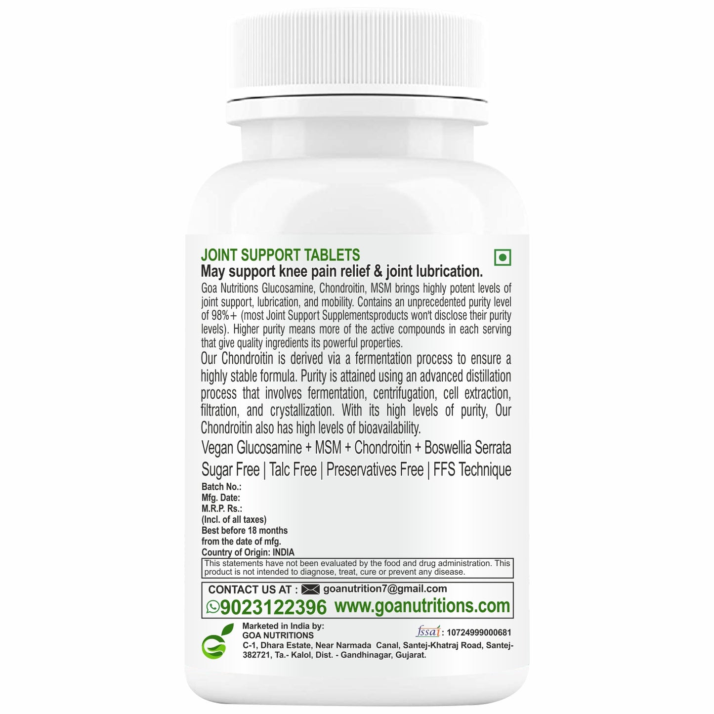 Goa Nutritions Joint Support Supplement 60 Tablets