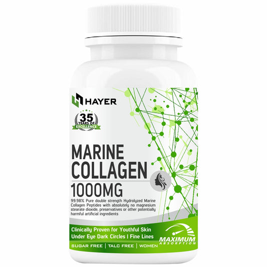 HAYER Marine Collagen Supplements For Women, For Skin Glow & Beauty Gluten & Sugar Free-60 Tablets