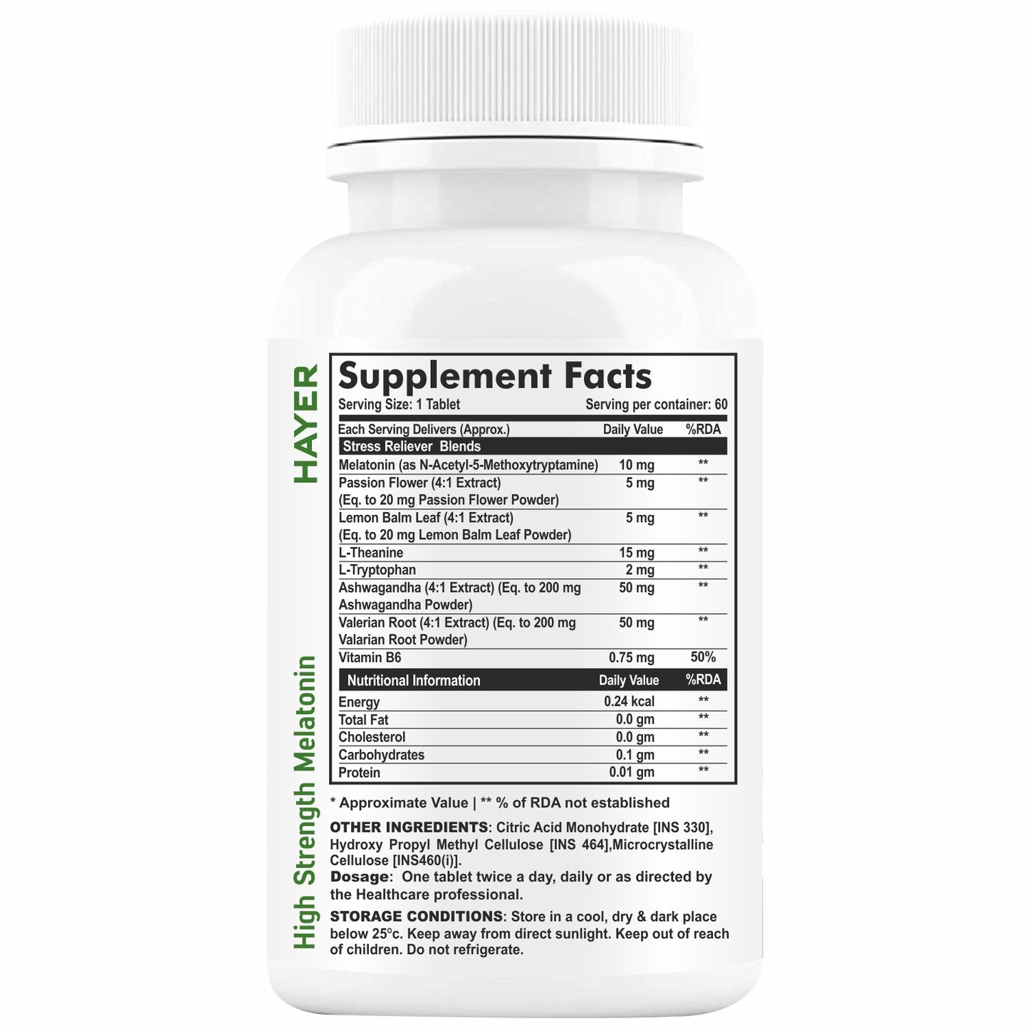 HAYER Melatonin 10mg Tablet With Vitamin B6,  Enhances Sleep Quality, Sleeping Supplement-60 Tablets