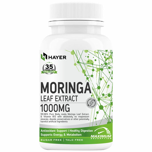 HAYER Moringa Tablets 1000MG Organic Leaf Powder, Good Health Supplement-60 Tablet