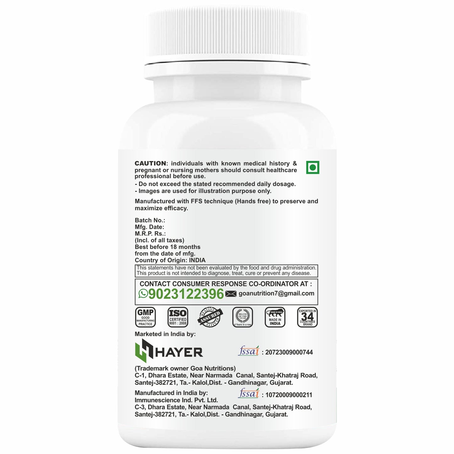 HAYER Moringa Tablets 1000MG Organic Leaf Powder, Good Health Supplement-60 Tablet