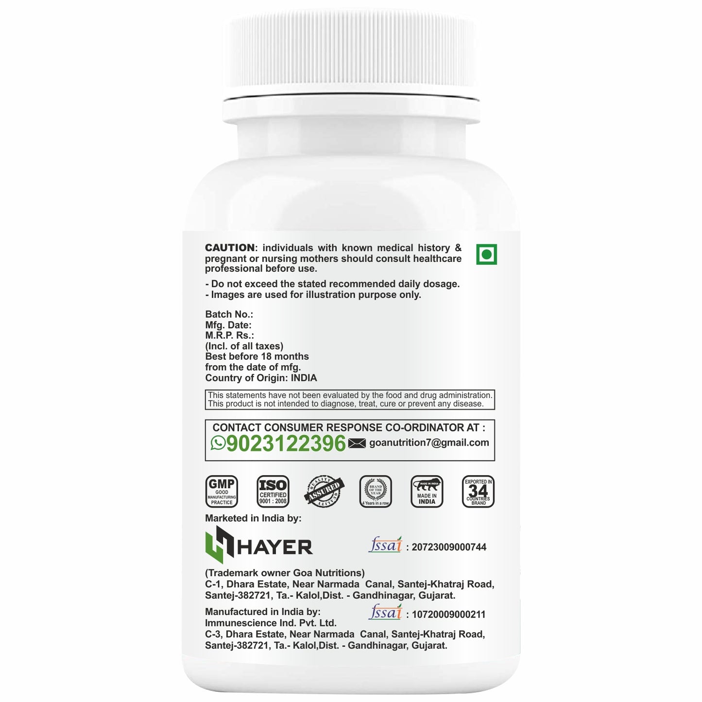 HAYER MSM (Methyl Sulfonyl Methane) Powder Supplements, Joint Support Supplement-60 Tablets