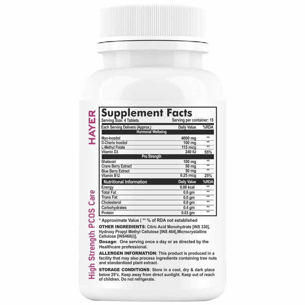 HAYER Myo-Inositol(PCOS & PCOD Supplement For Women), Good Health-60 Sugar Free Tablet